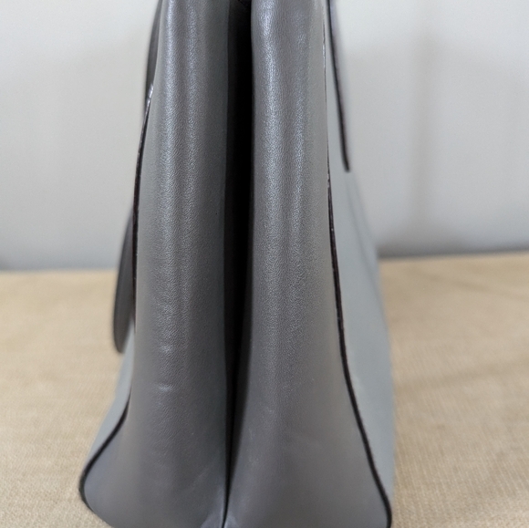 Antonio Melani Two Tone Grey Leather/Faux Leather Tablet (or Small Laptop) Bag - Picture 5 of 16